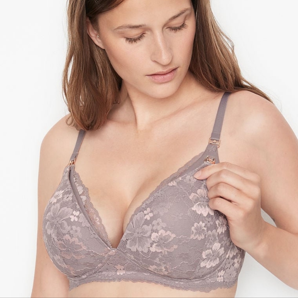 Victoria's Secret wireless nursing bra in pebble violet - 40DD
